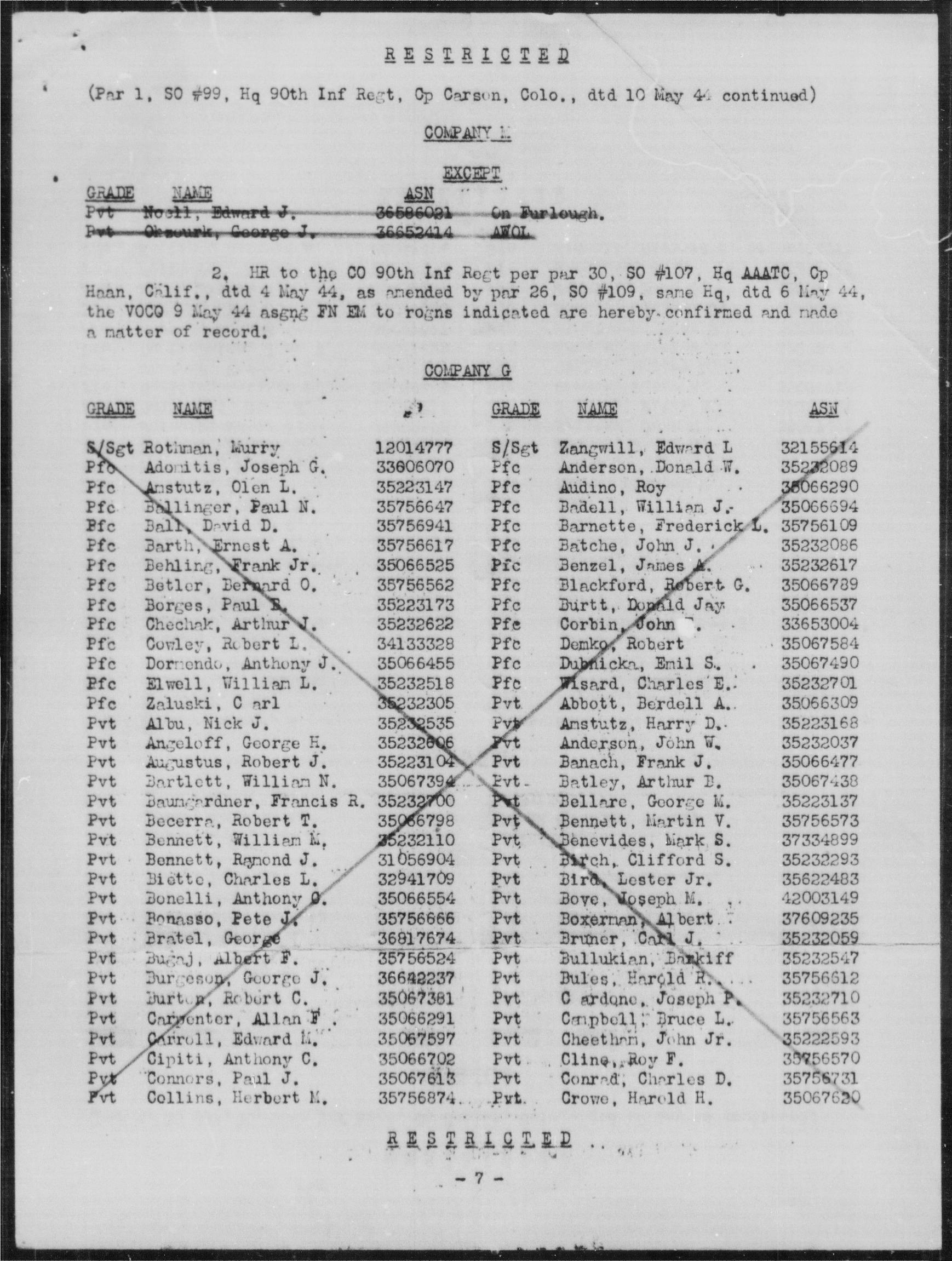 First page preview of nara-camp-carson-90th-infantry-company-h-assignment-order-for-arthur-j-iacofano-1944.pdf